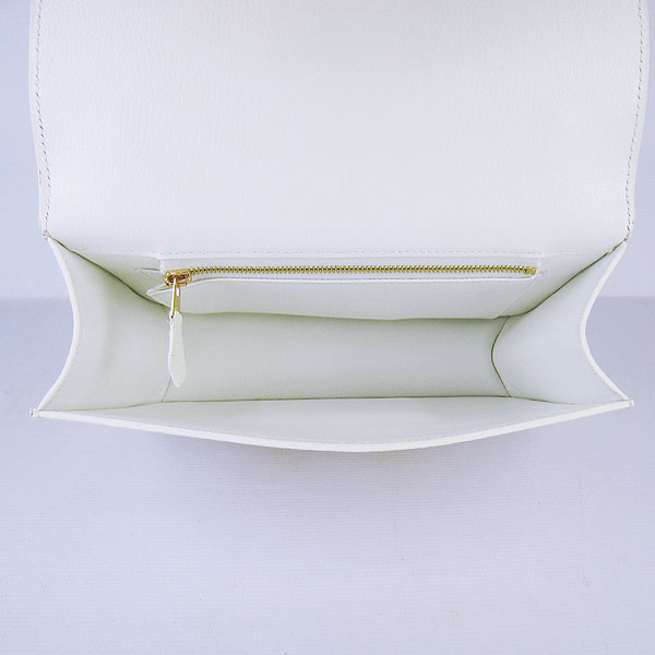 7A Hermes Oxhide Leather Message Bag White H017